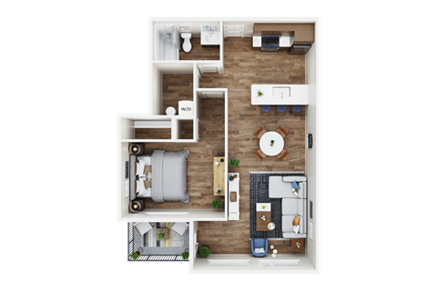 a floor plan of a 1 bedroom apartment
